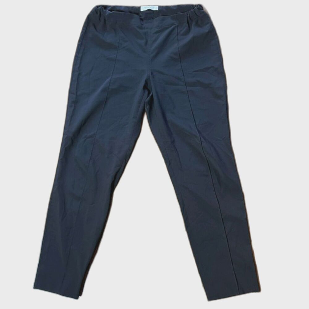 MM LaFleur Black Tapered Trousers Elastic Back Workwear Ankle Pant Size 10